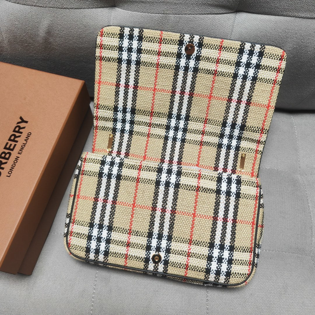 Burberry Small Lola Shoulder Bag in House Check Bouclé Tweed