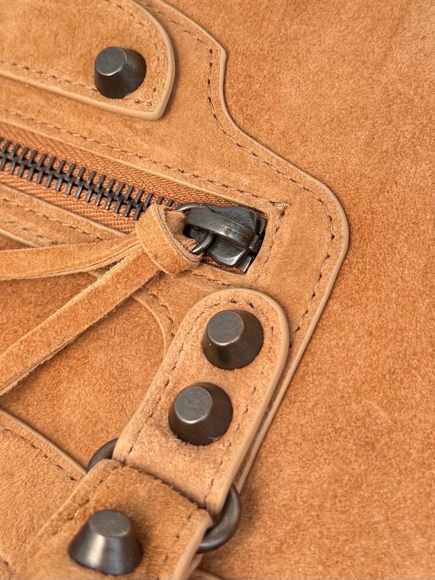 Balenciaga Le City Small Camel Suede Bag