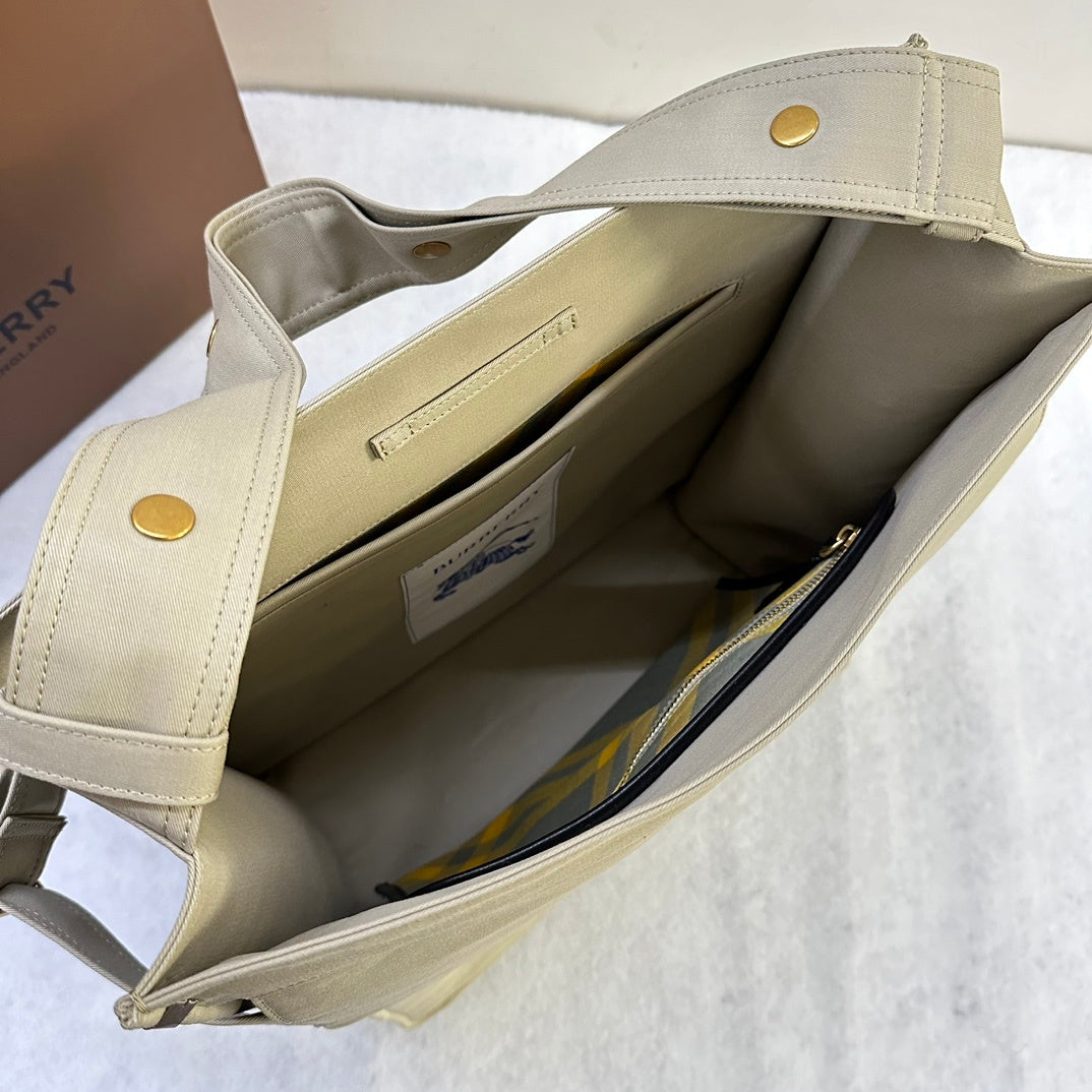 Burberry Trench Canvas Tote Bag with Side Buckle Fastening
