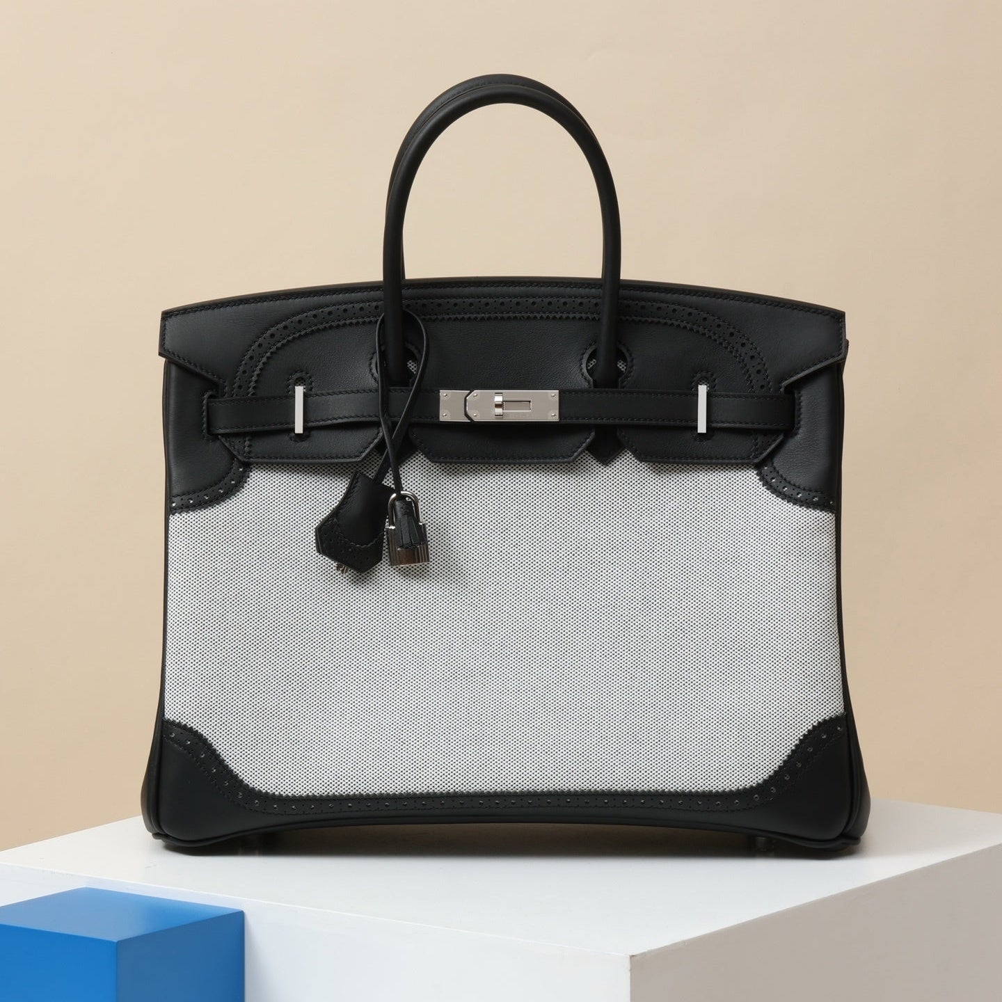 Hermès Birkin 35 Black Swift & Ecru Toile – Elegant Canvas & Leather Luxury Handbag