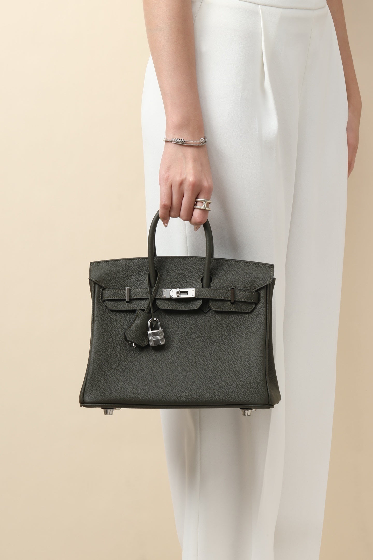 Hermès Birkin 25 Togo Leather Palladium Hardware