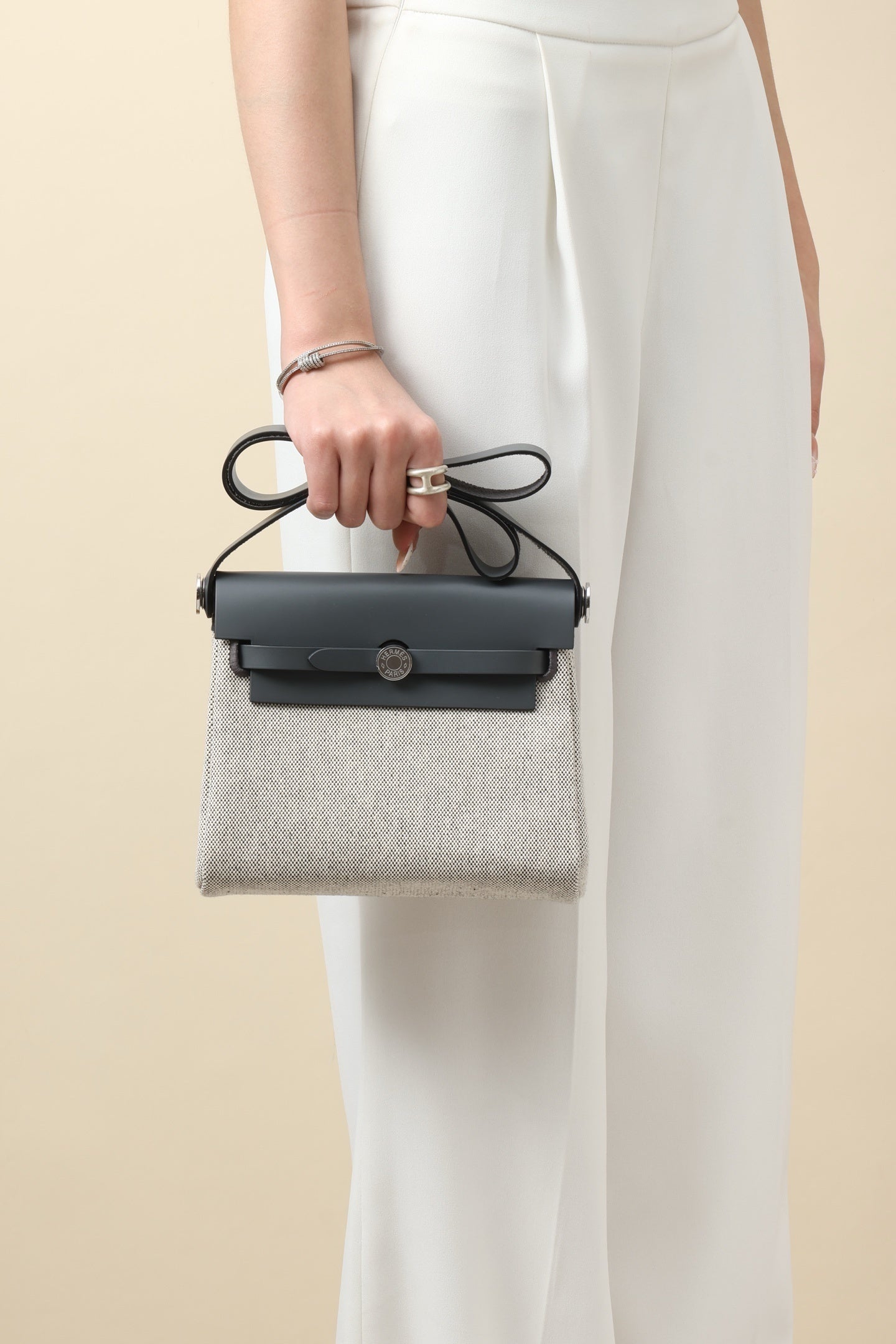 Hermès Herbag Zip 20 Beige Fauve Canvas