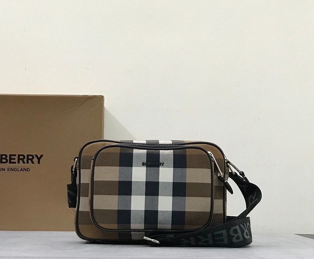 Burberry Paddy Compact Crossbody Bag in Dark Birch Brown Check