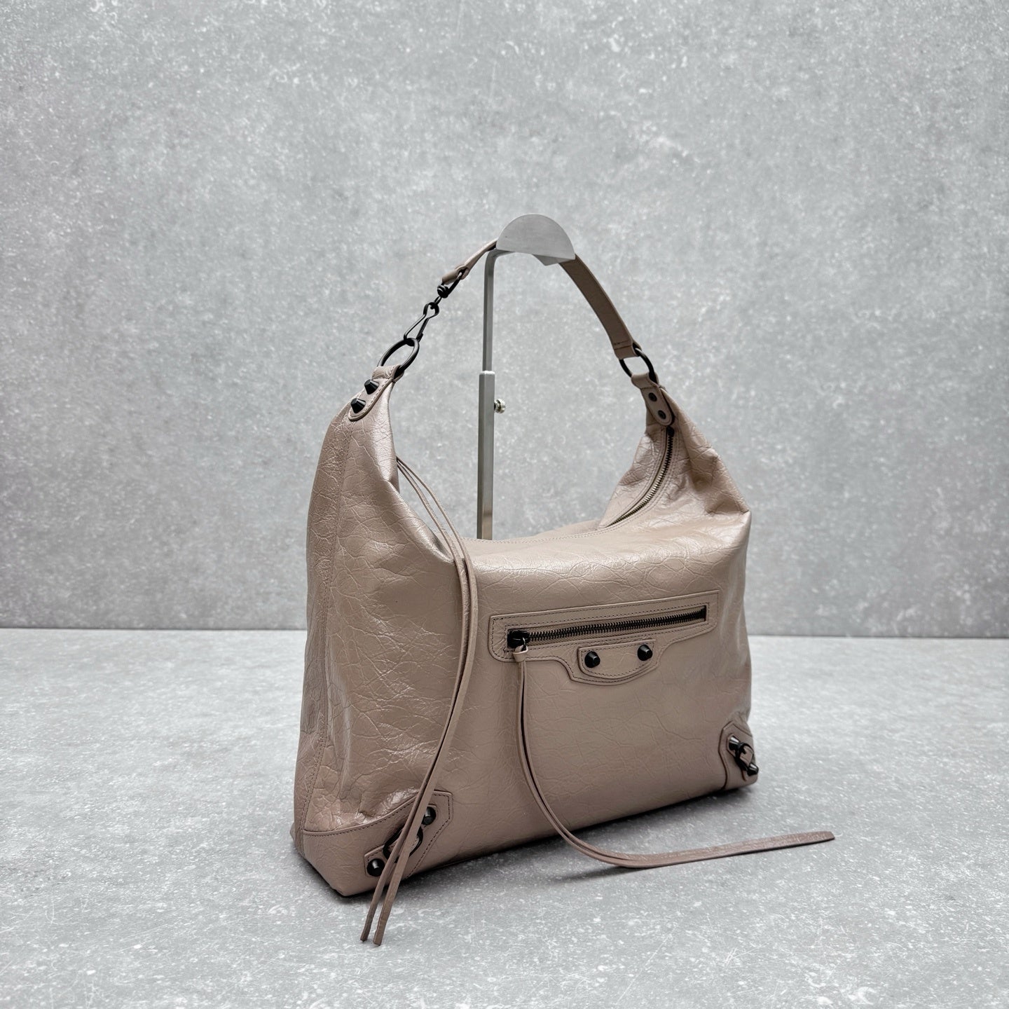Balenciaga Le City Hobo Arena Lambskin Studded Bag