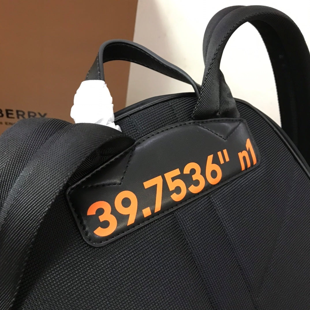 Burberry Coordinates-Print Black Backpack with Orange Logo