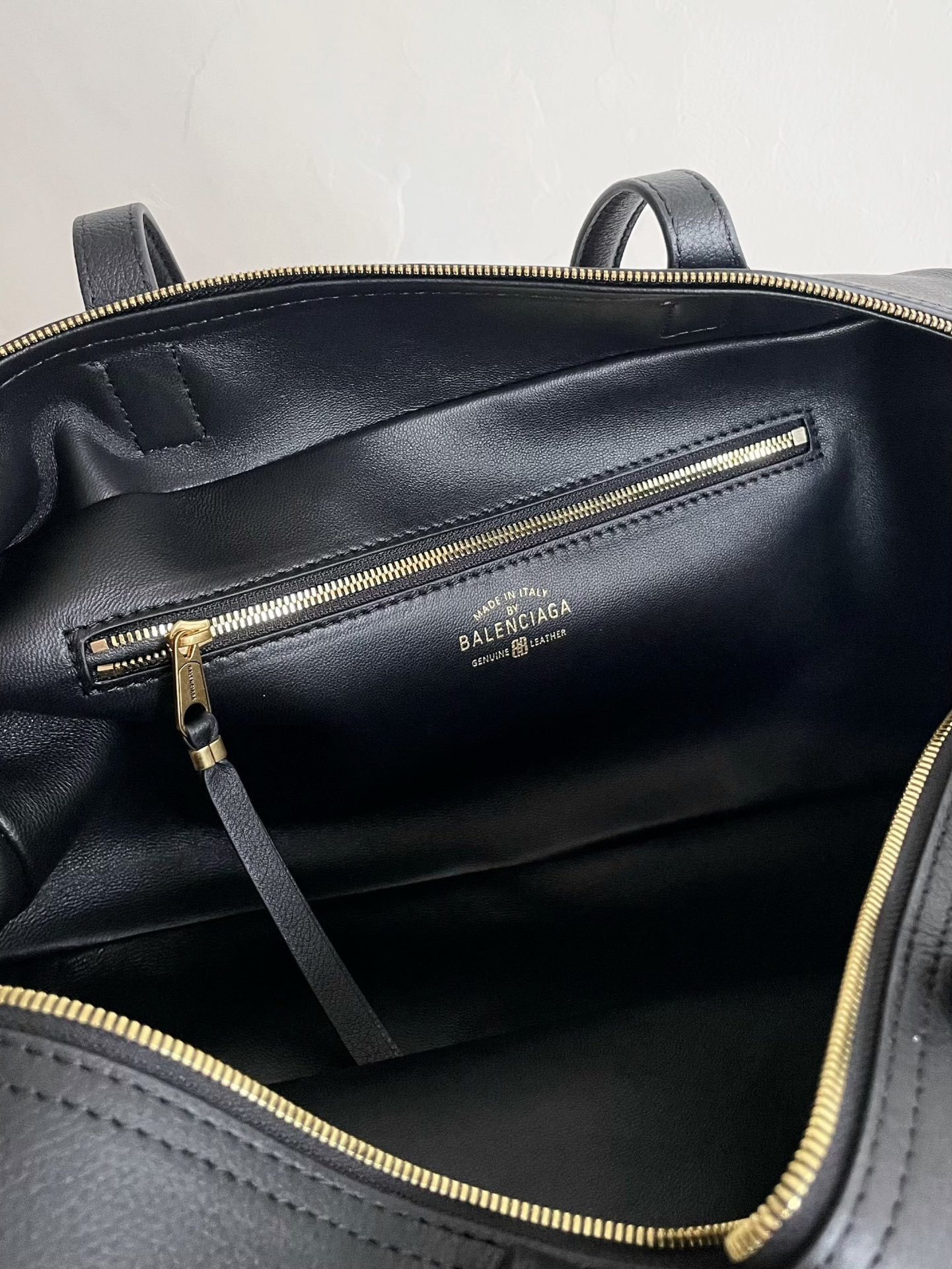Balenciaga Carrie Medium Black Leather Bowling Bag