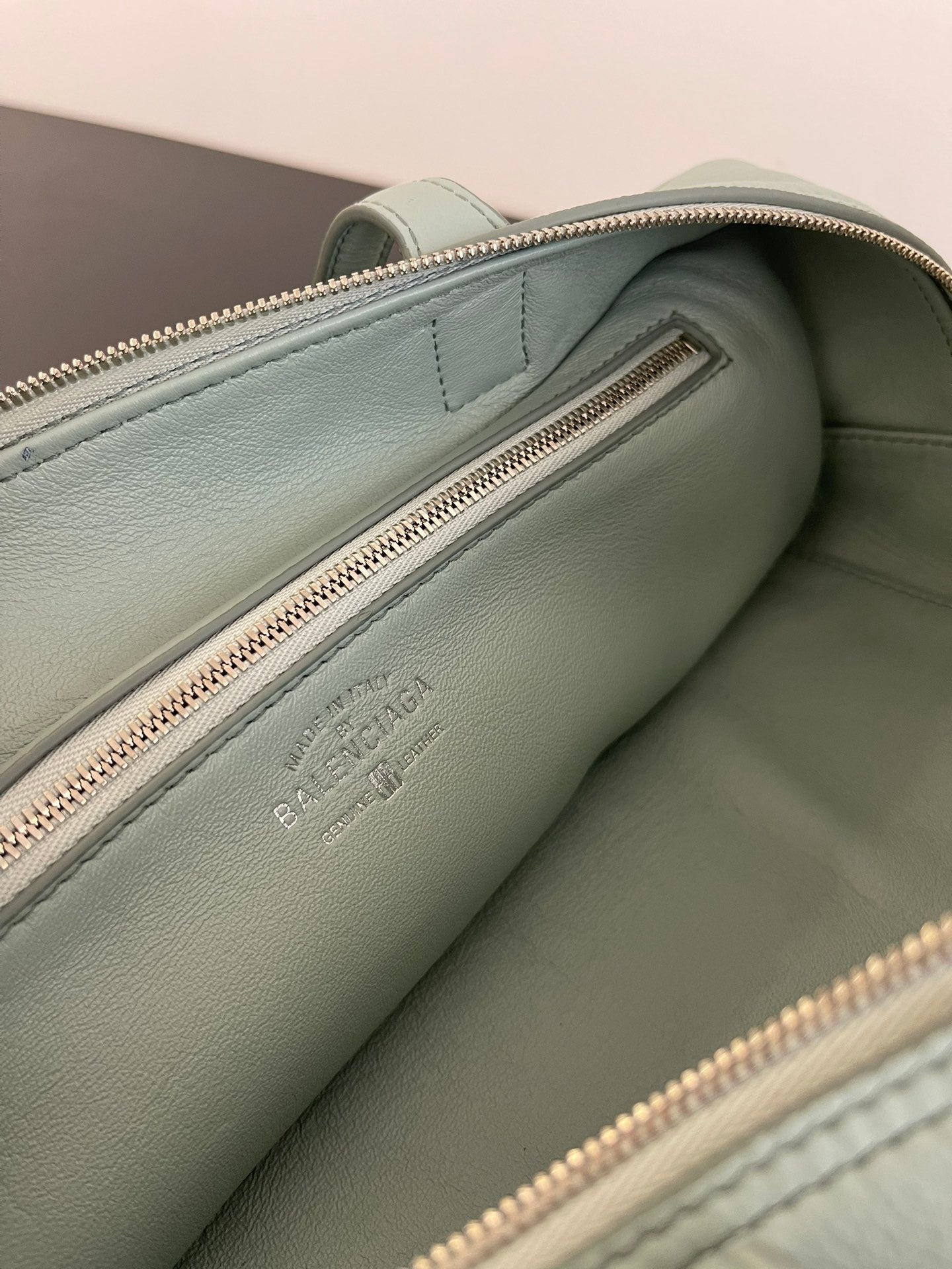 Balenciaga Carrie Bowling Bag Blue Green Leather