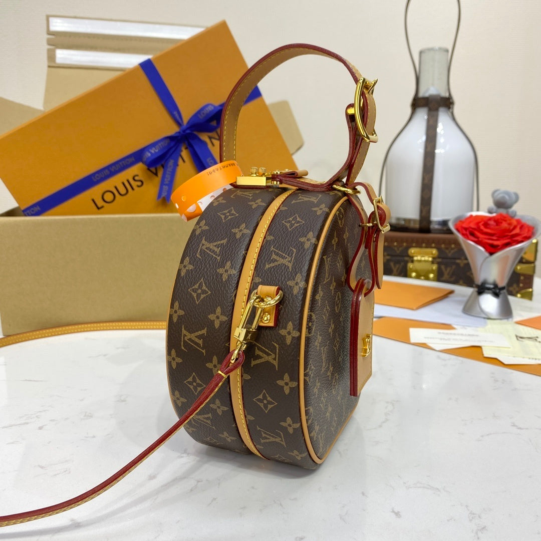 Louis Vuitton Petite Boite Chapeau Bag – Monogram Canvas with Cowhide Leather & Gold Hardware