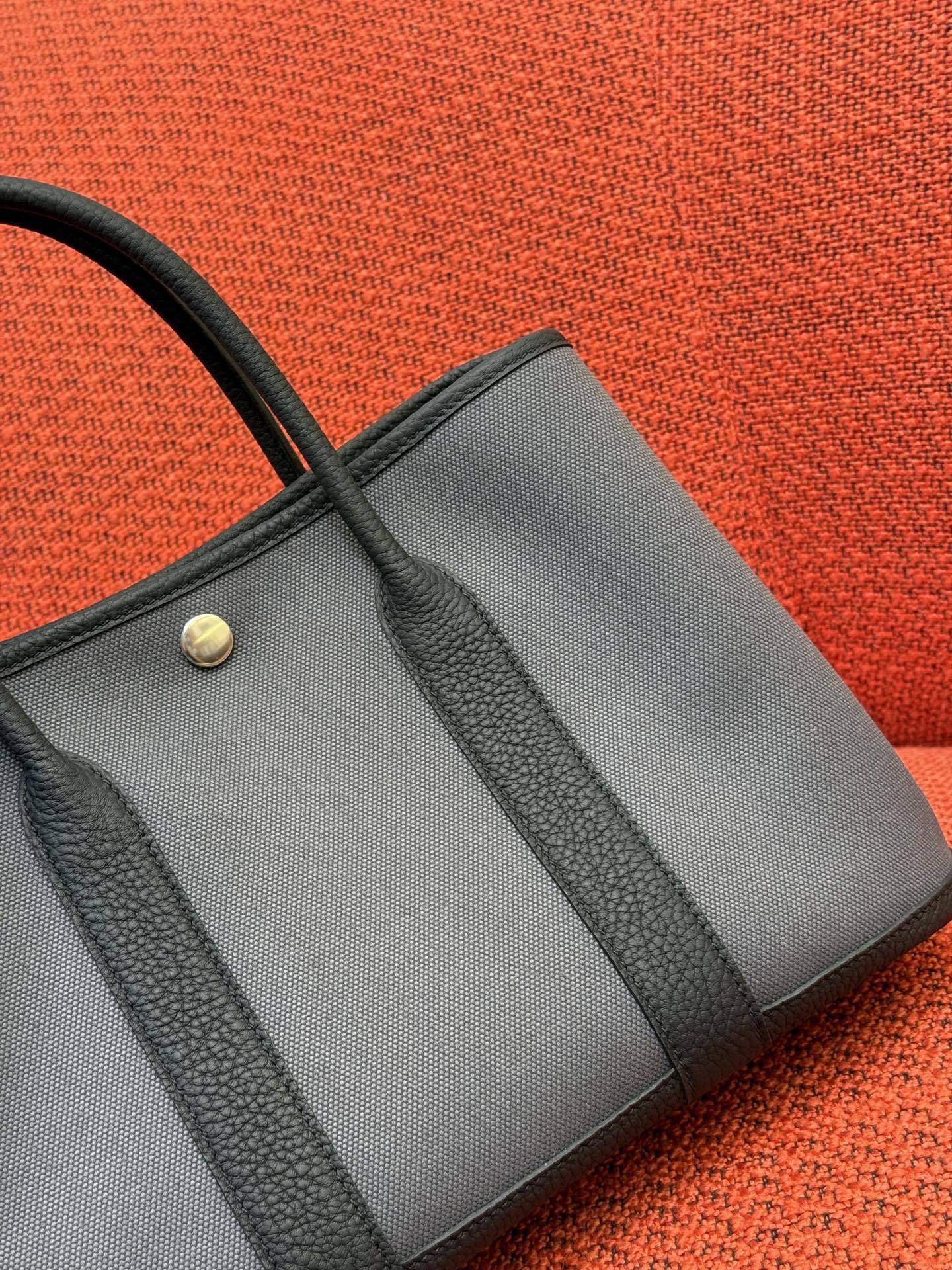 Hermès Garden Party 30 Ardoise Canvas & Negonda Leather Tote