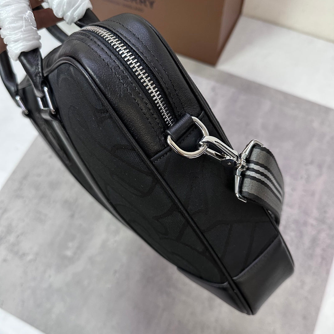 Burberry Black Monogram Briefcase with Removable Shoulder Strap