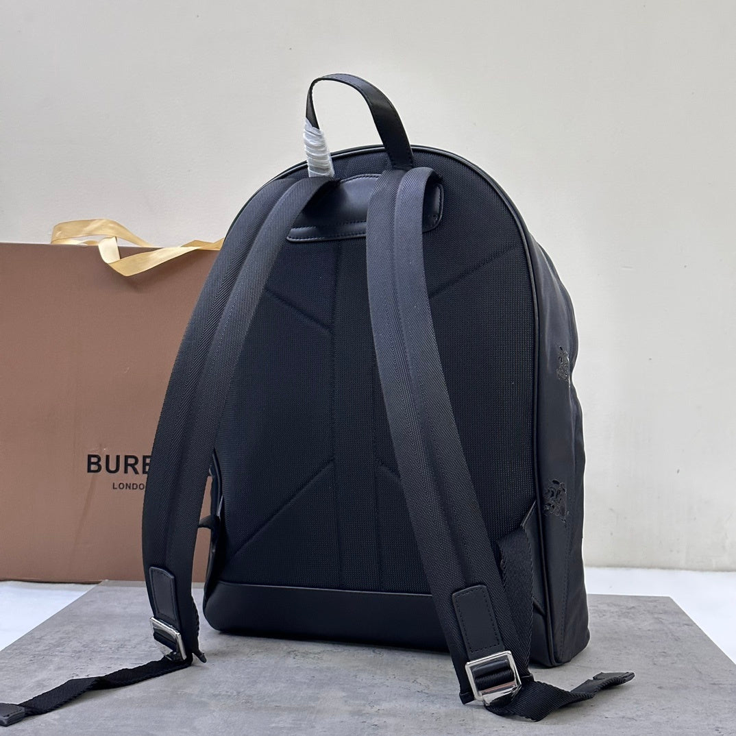 Burberry Jett Black Backpack with Equestrian Knight Design & Silver-Tone Hardware