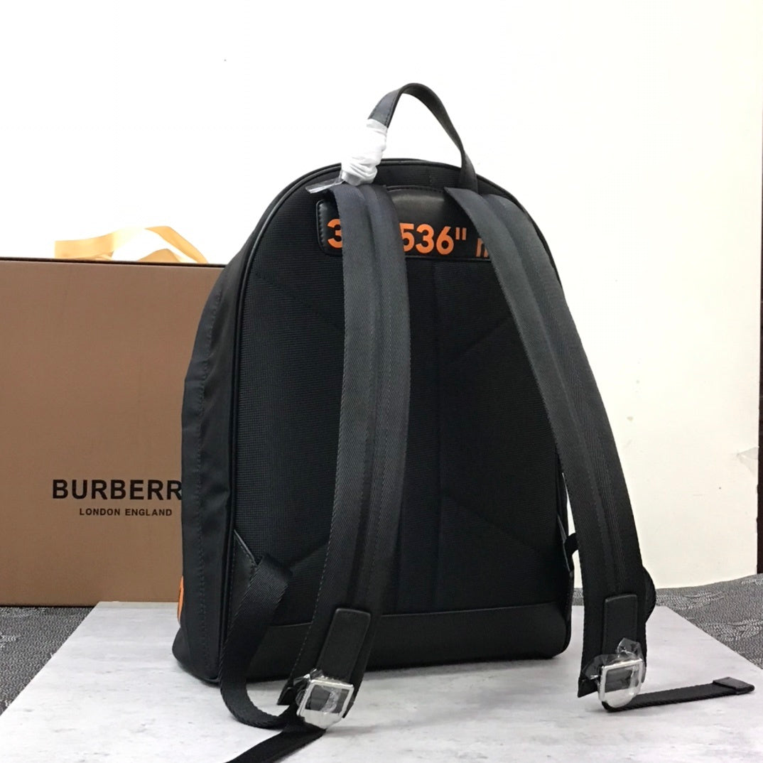 Burberry Coordinates-Print Black Backpack with Orange Logo