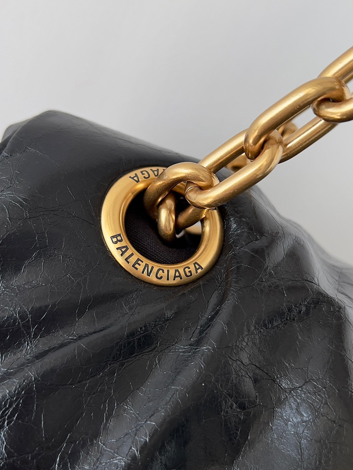 Balenciaga Monaco Chain Bag Black Crinkled Calfskin