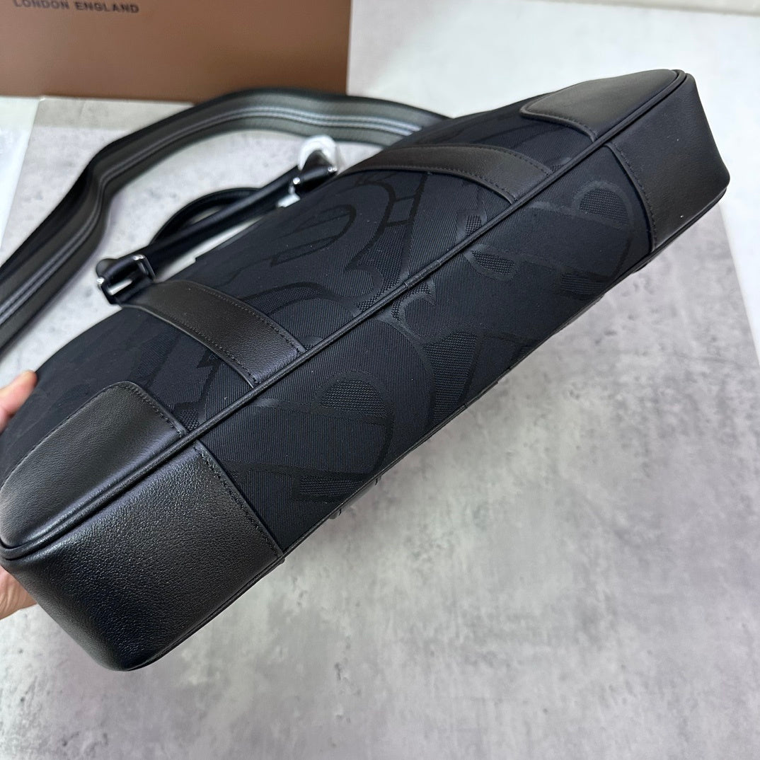 Burberry Black Monogram Briefcase with Removable Shoulder Strap