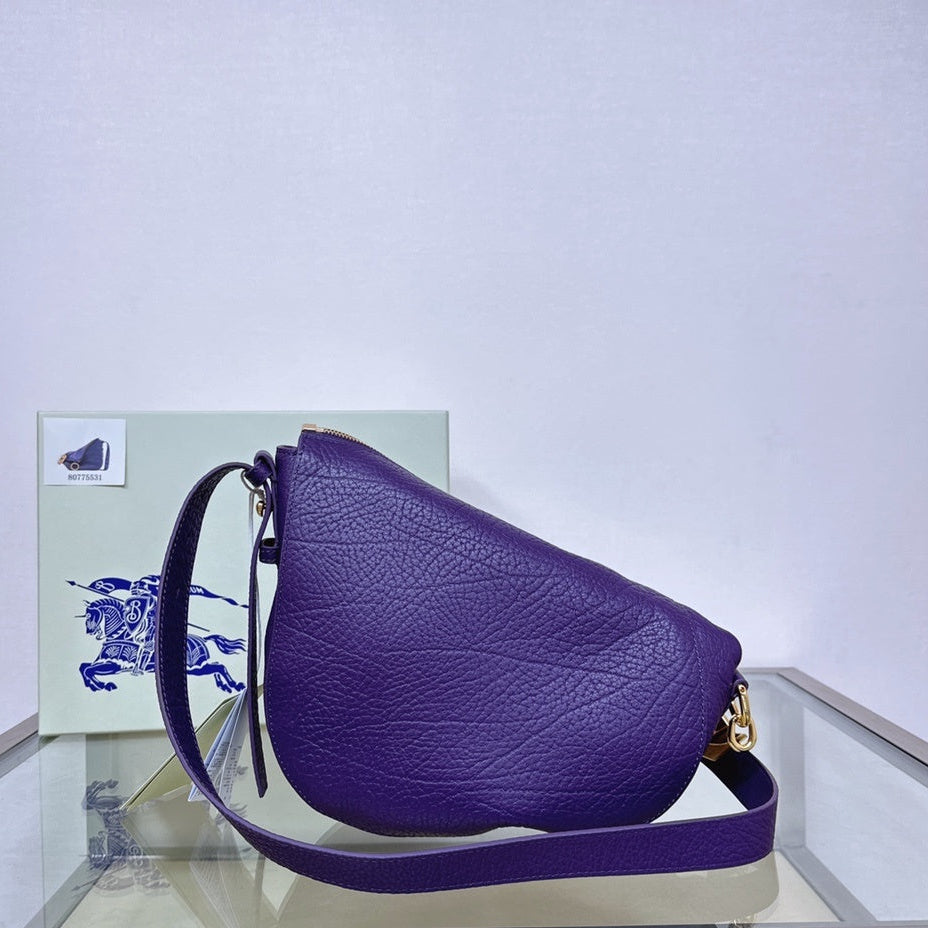 Burberry Knight Small Purple Leather Shoulder Bag