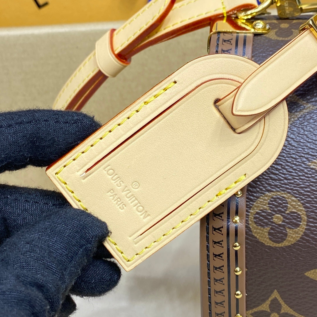 Louis Vuitton Speedy Trunk 20 Bag Monogram Canvas with Cowhide Trim & Gold Hardware
