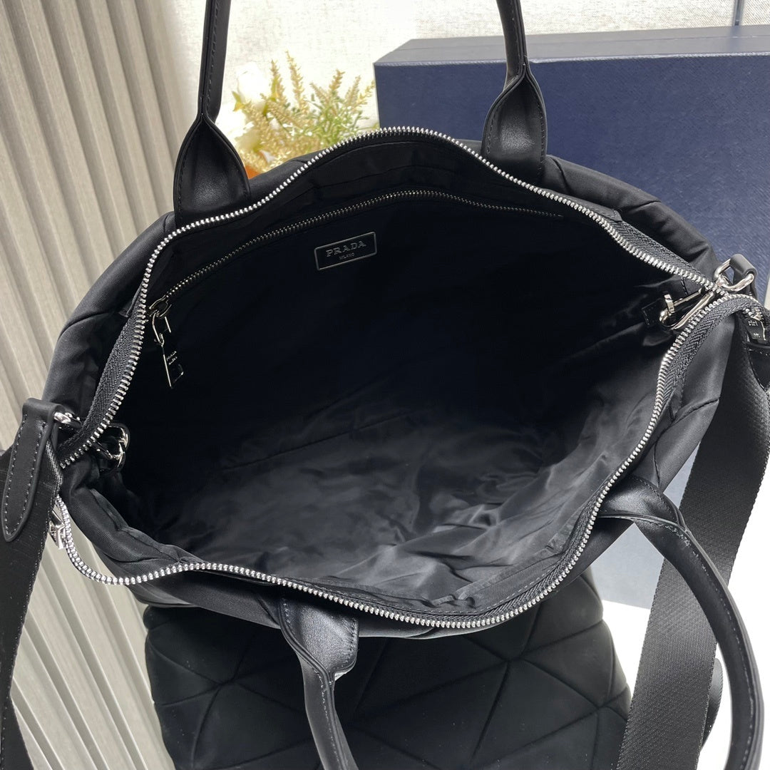 Prada Small Re-Nylon Padded Tote Bag – Nappa Leather Handles & Detachable Strap