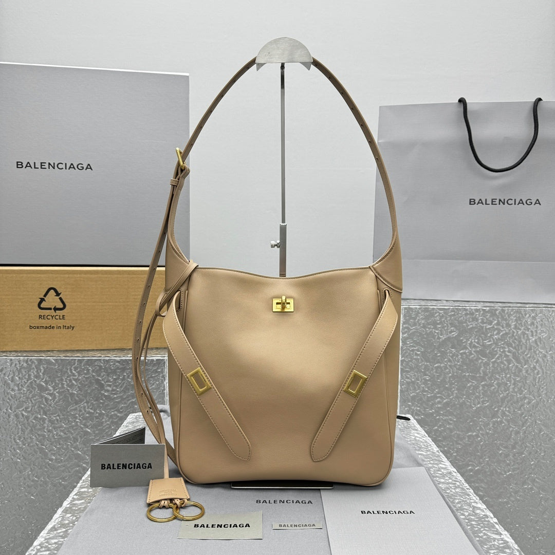 Balenciaga Bel Air Small Hobo Bag | Beige Leather Luxury Shoulder Bag