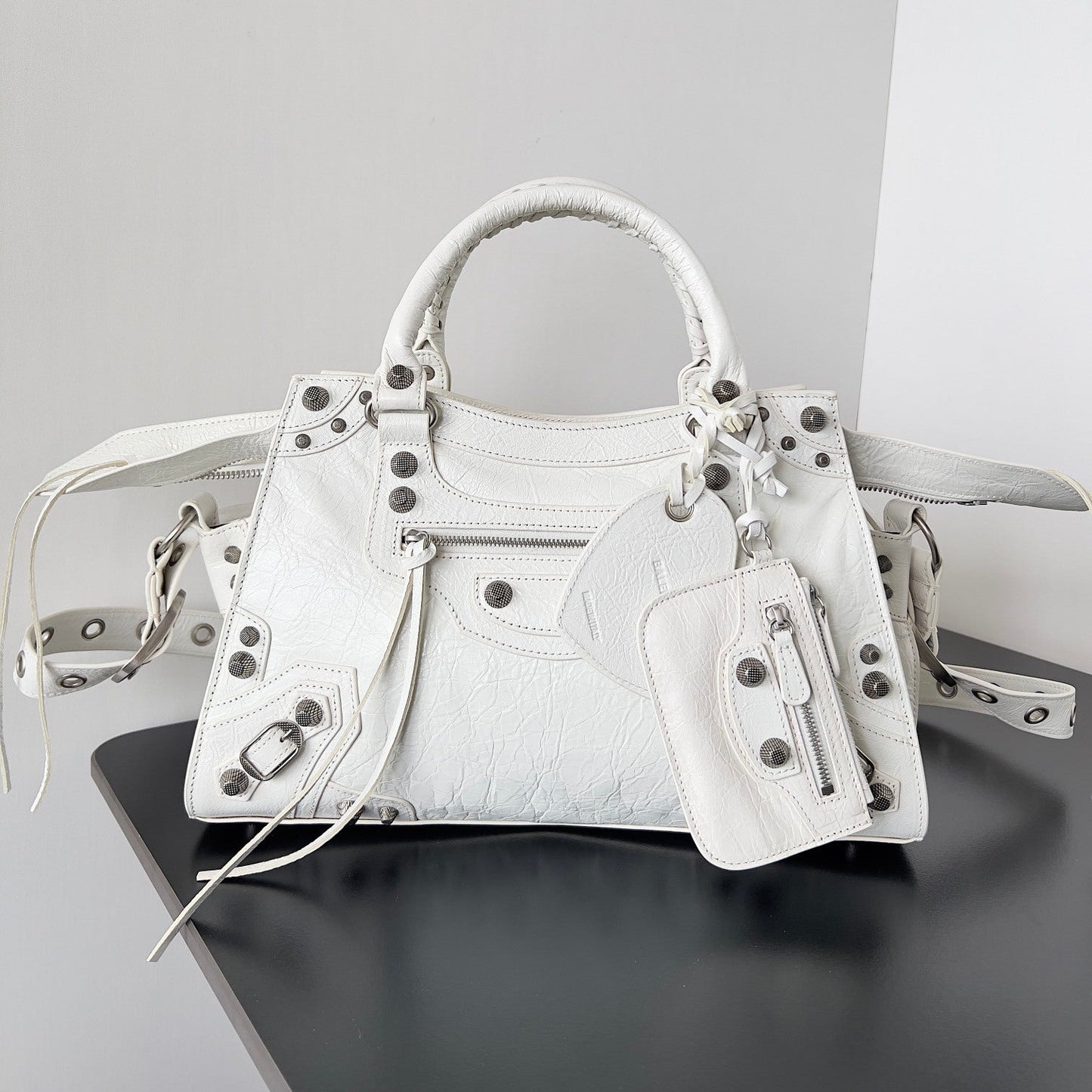 Balenciaga Neo Cagole City Crinkled Lambskin Leather Bag