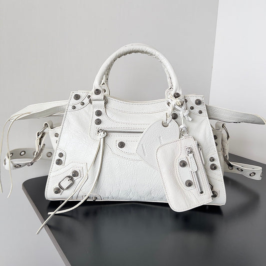 Balenciaga Neo Cagole City Crinkled Lambskin Leather Bag