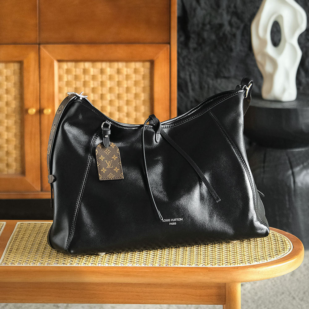 Louis Vuitton CarryAll Vibe MM Handbag – Black Lambskin Leather