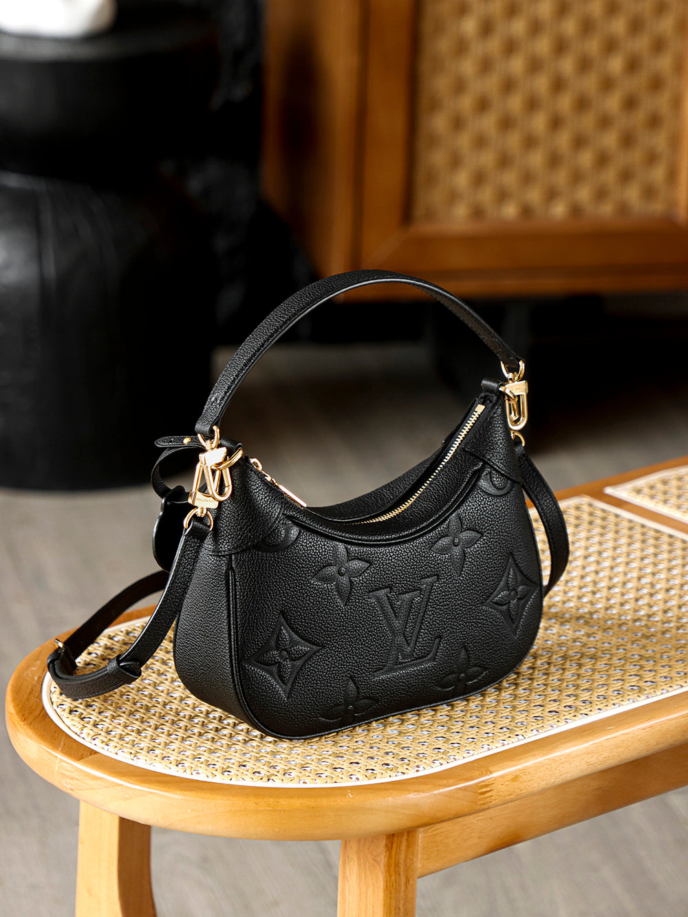 Louis Vuitton Bagatelle Bag in Black Monogram Empreinte Leather