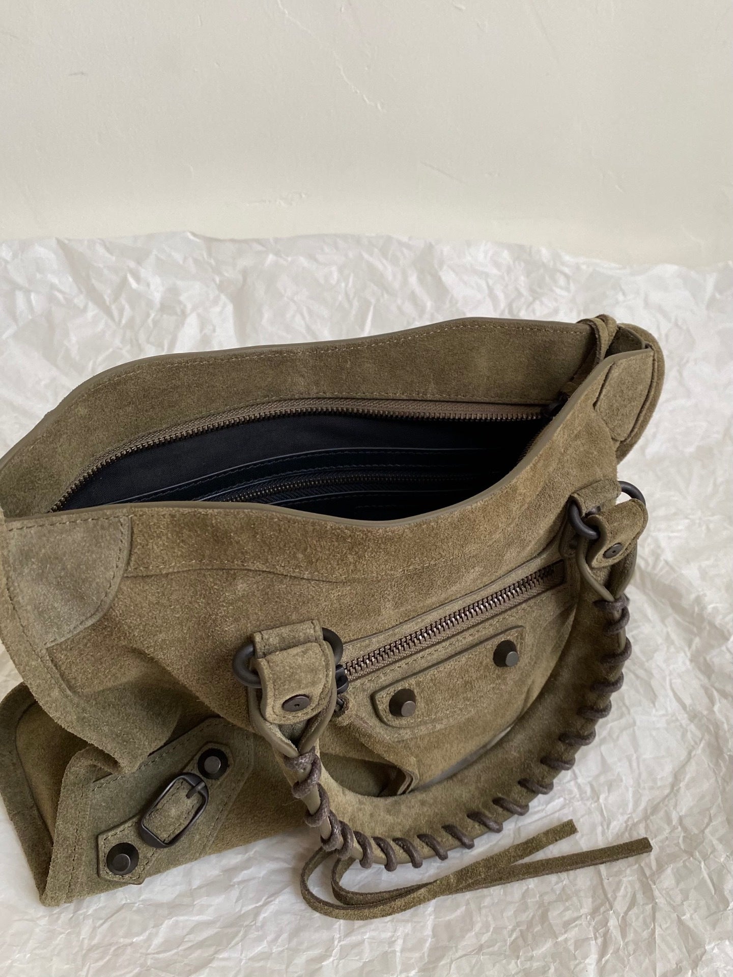 Balenciaga Le City Suede Brass Hardware Bag