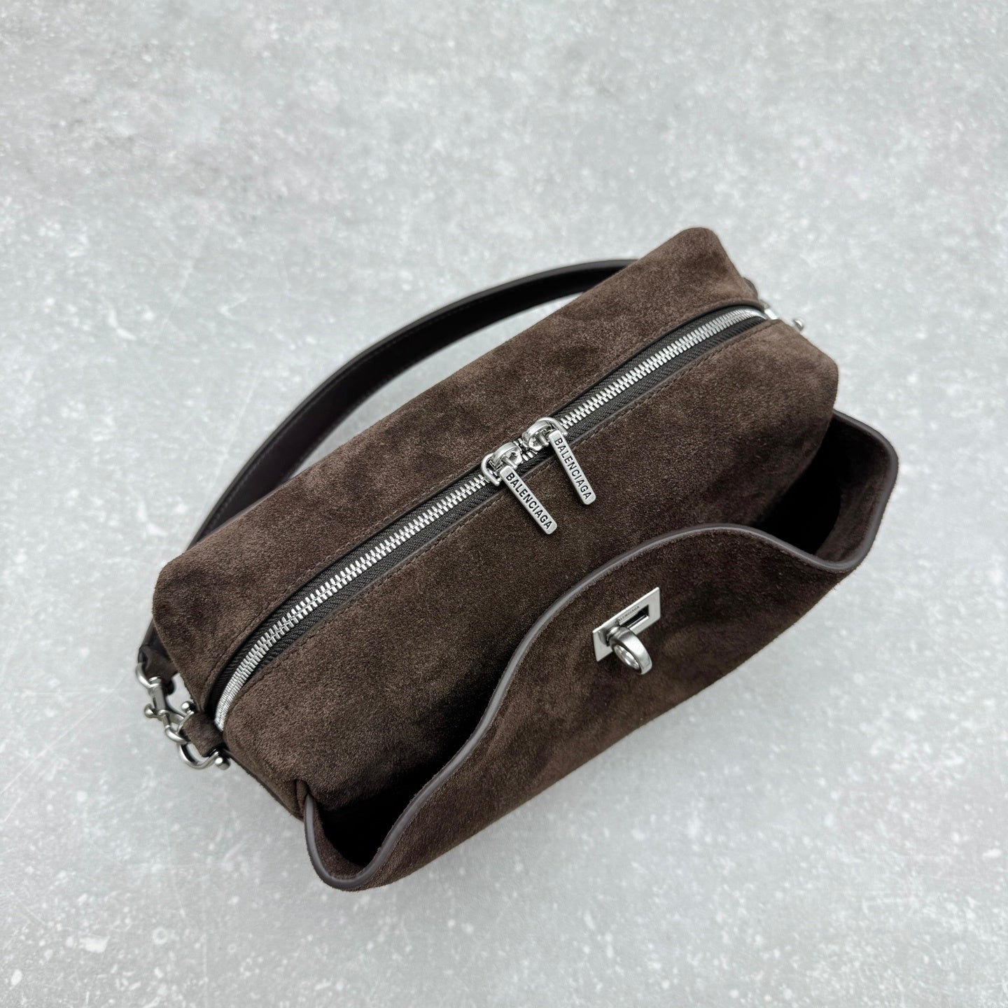 Balenciaga Rodeo Suede Camera Bag Brown Calfskin