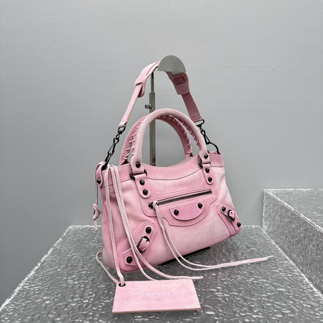 Balenciaga Le City First Pink Suede Bag