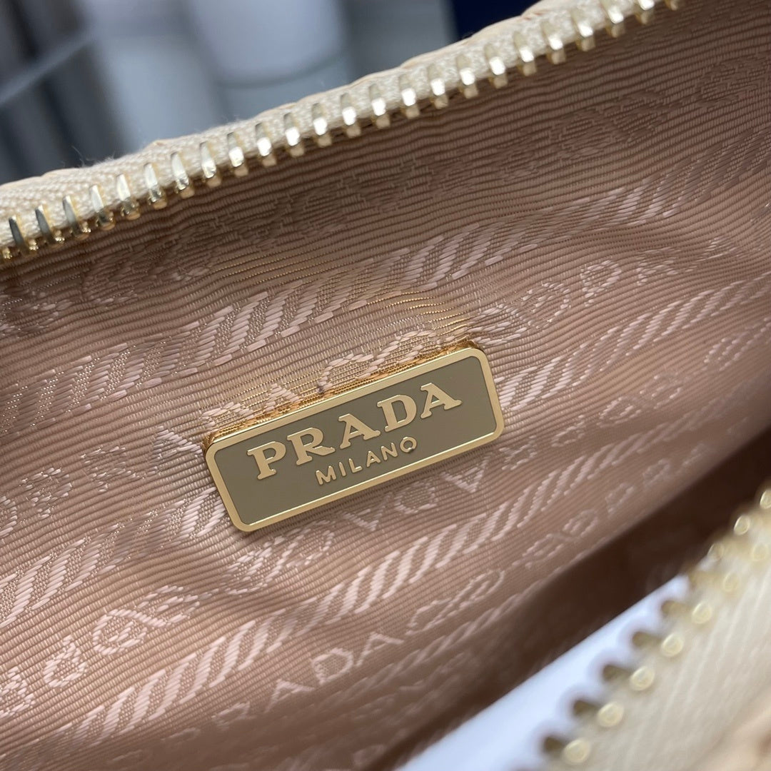 Prada Raffia Effect Crochet Mini Re-Edition 2000 Shoulder Bag