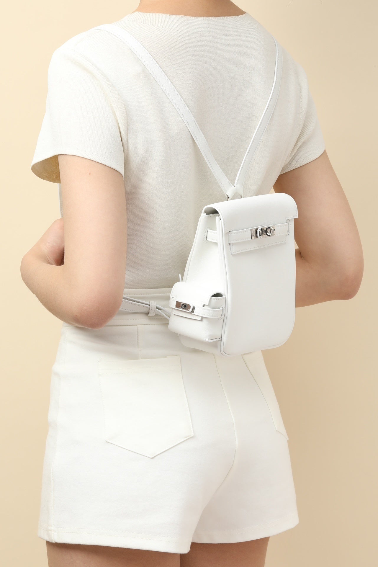 Hermès Kelly Jump White Swift Leather Backpack