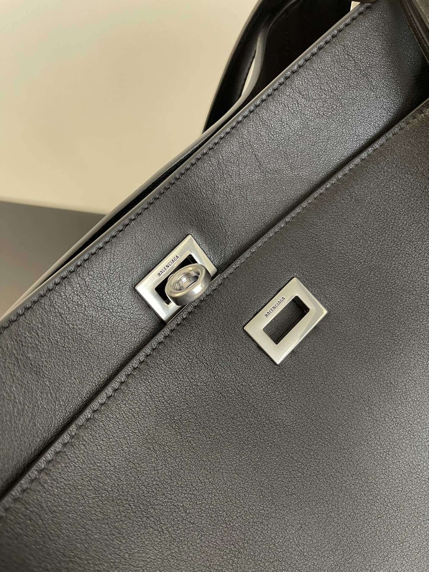 Balenciaga Rodeo Tote Bag Black Calfskin Aged-Silver Hardware