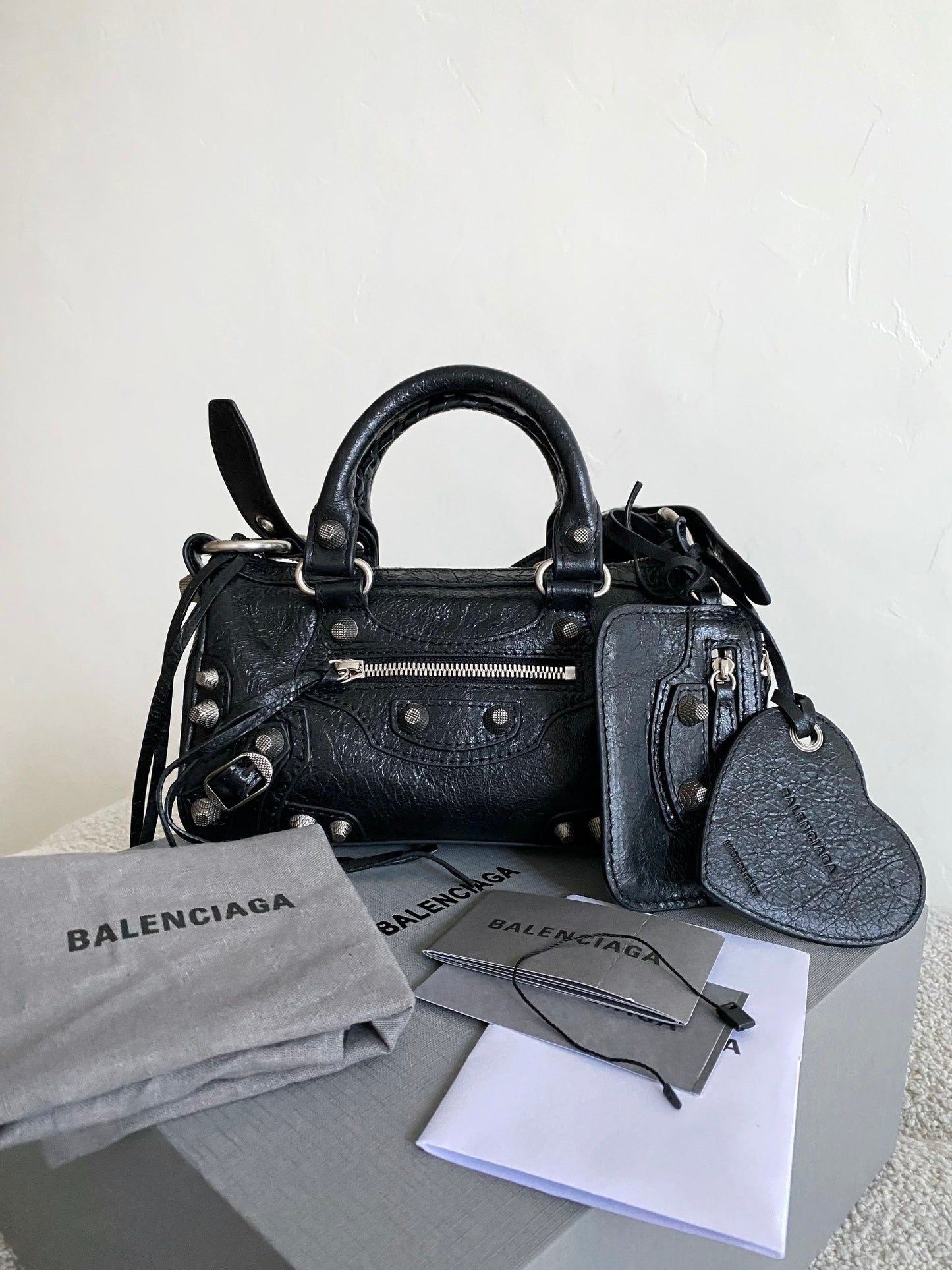 Balenciaga Neo Cagole Nano Duffle Black Arena Lambskin