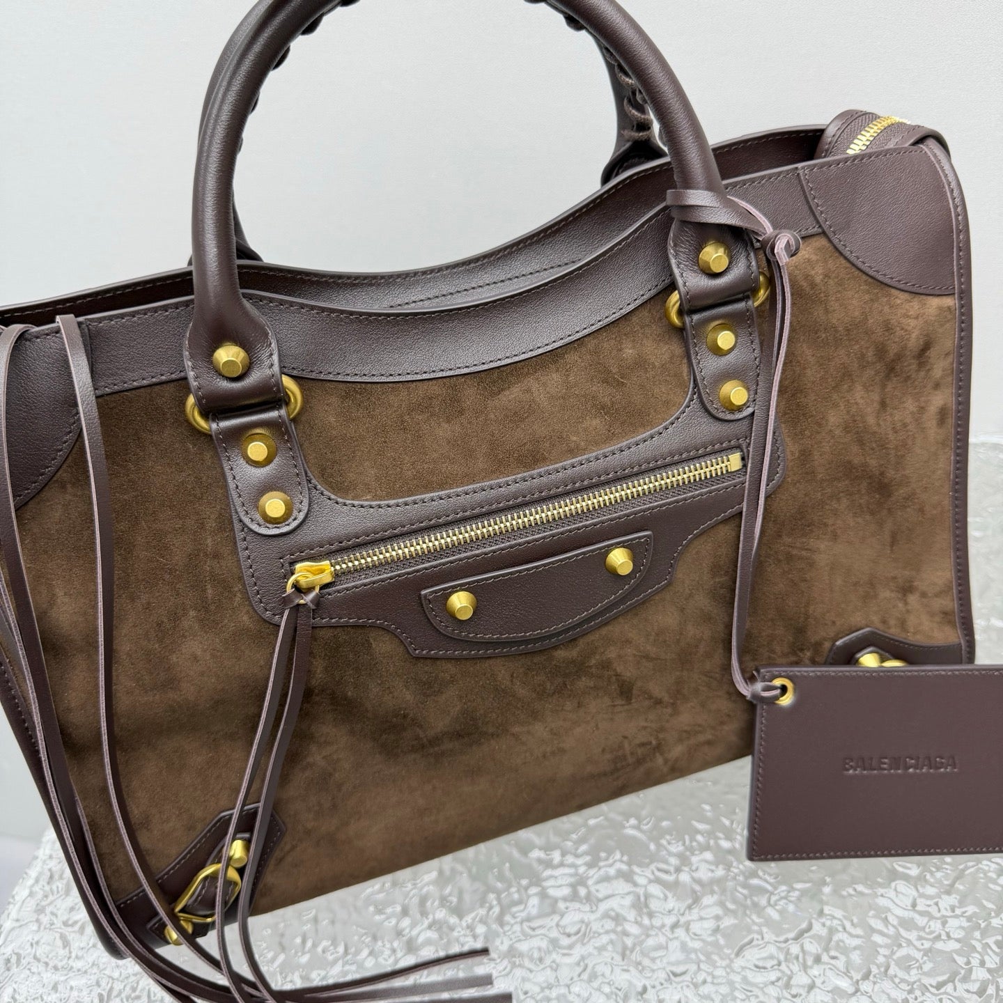 Balenciaga Le City Medium Moka Brown Suede Bag