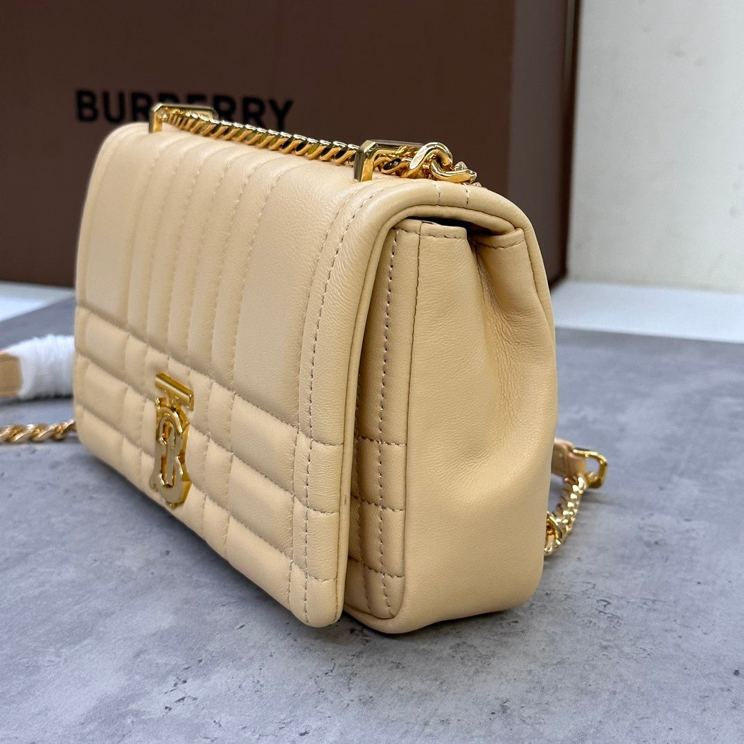 Burberry Lola Mini Bag Pale Vanilla Quilted Leather Luxury Handbag