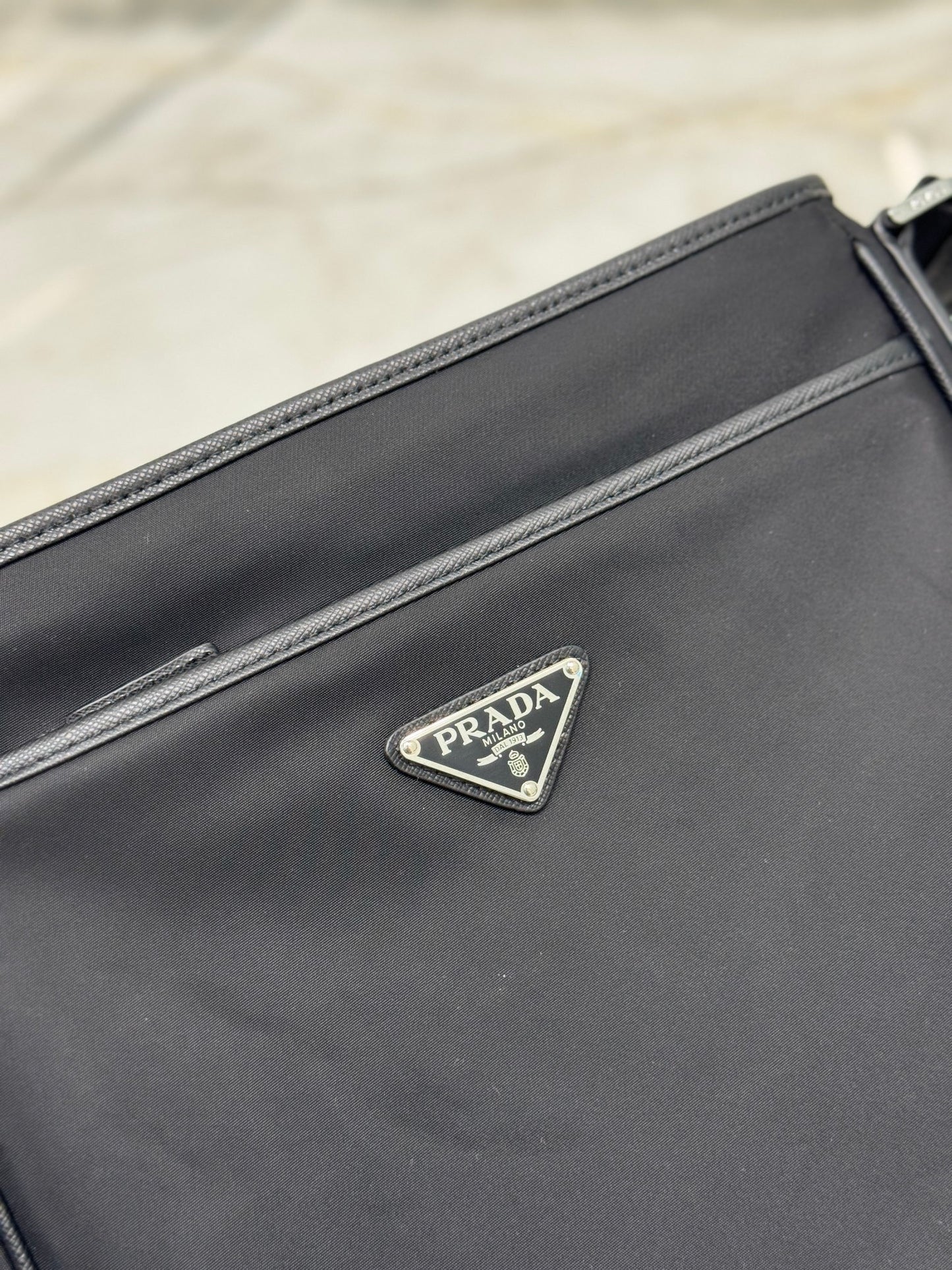 Prada Re-Nylon & Saffiano Leather Messenger Bag – Black Designer Crossbody