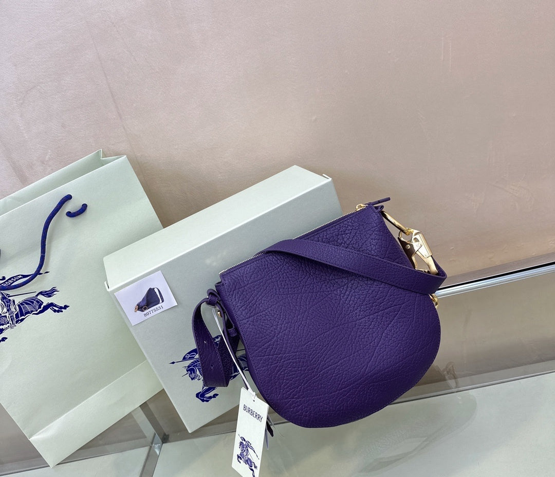 Burberry Knight Small Purple Leather Shoulder Bag