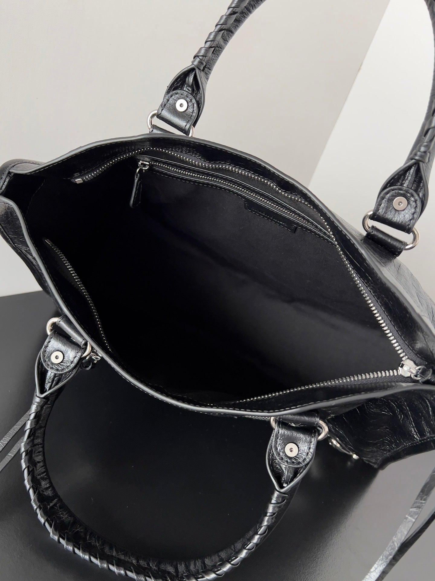 Balenciaga Le City Black Leather Studded Handbag