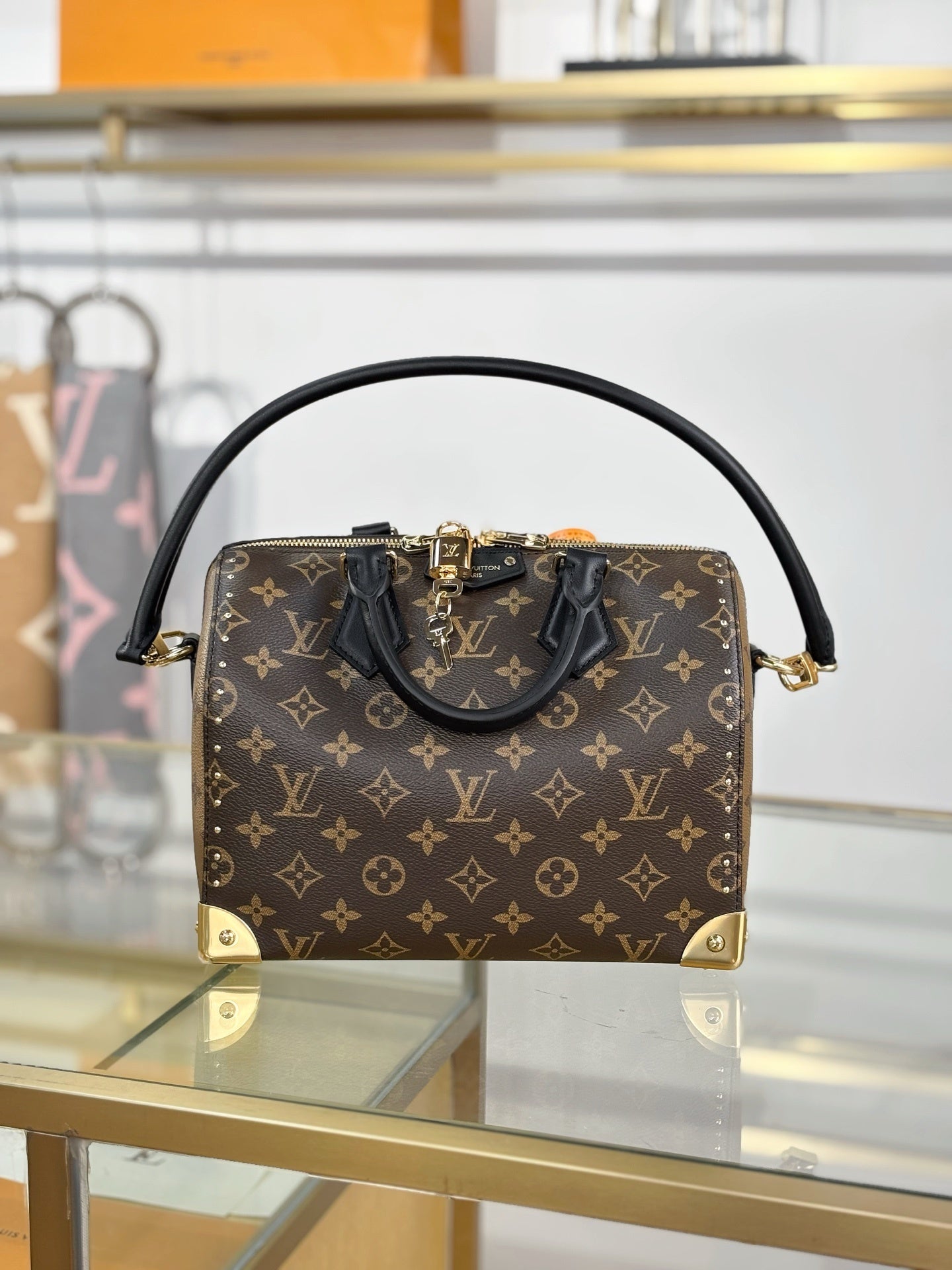 Louis Vuitton Speedy Trunk 20 in Monogram Canvas with Black Cowhide Leather Trim & Gold-Tone Hardware