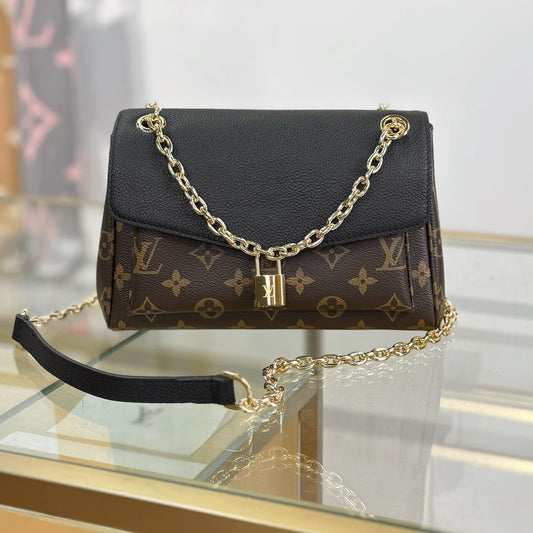 Louis Vuitton Saint Germain BB Bag in Monogram Canvas with Black Leather Trim & Gold Padlock