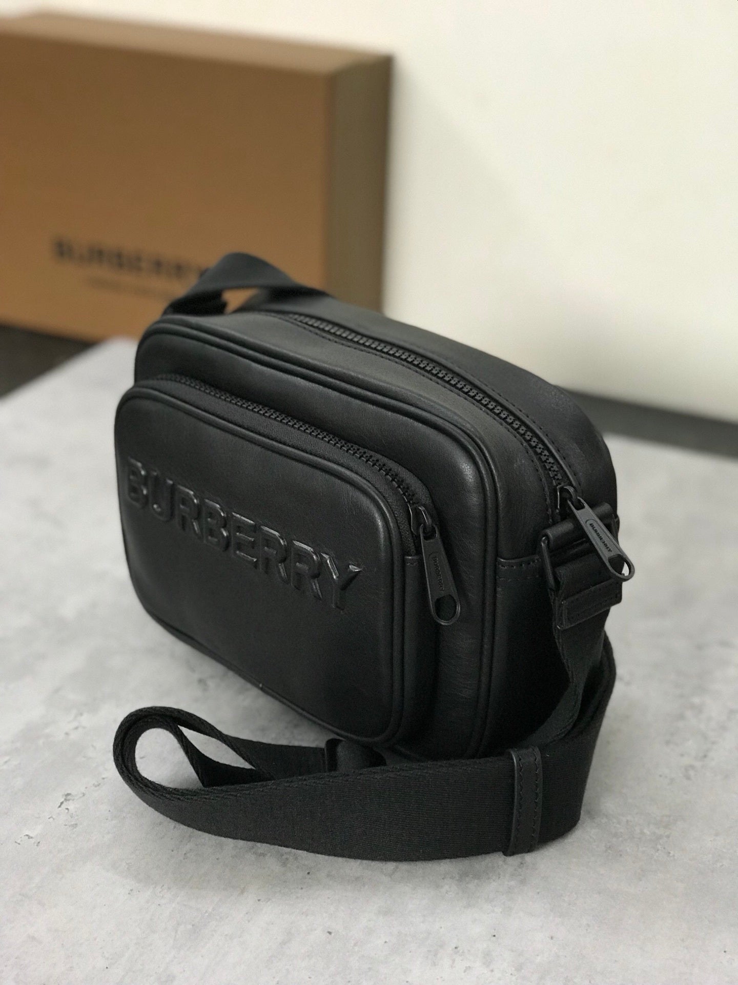 Burberry Paddy Italian-Tanned Calf Leather Crossbody Bag with Debossed Logo