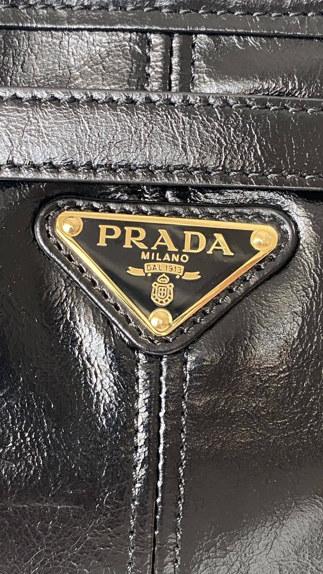 Prada Bonnie Large Leather Shoulder Bag – Black