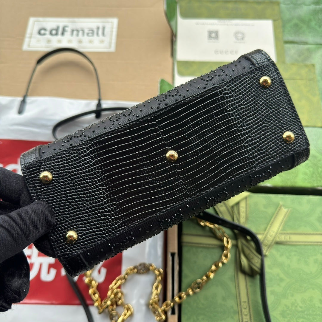 Gucci Diana Mini Tote Bag in Black Leather with Bamboo Handles