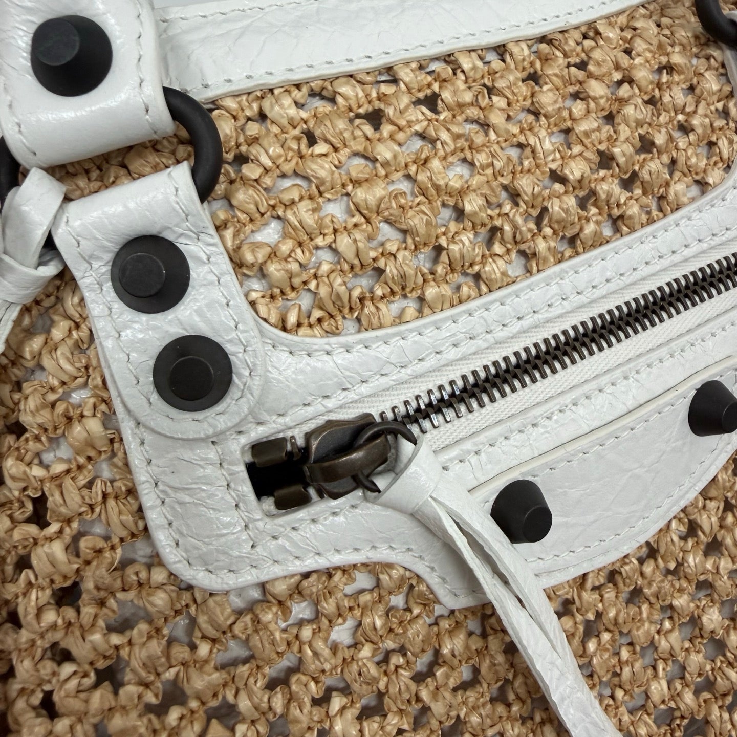 Balenciaga Le City Small Raffia Beige Shoulder Bag