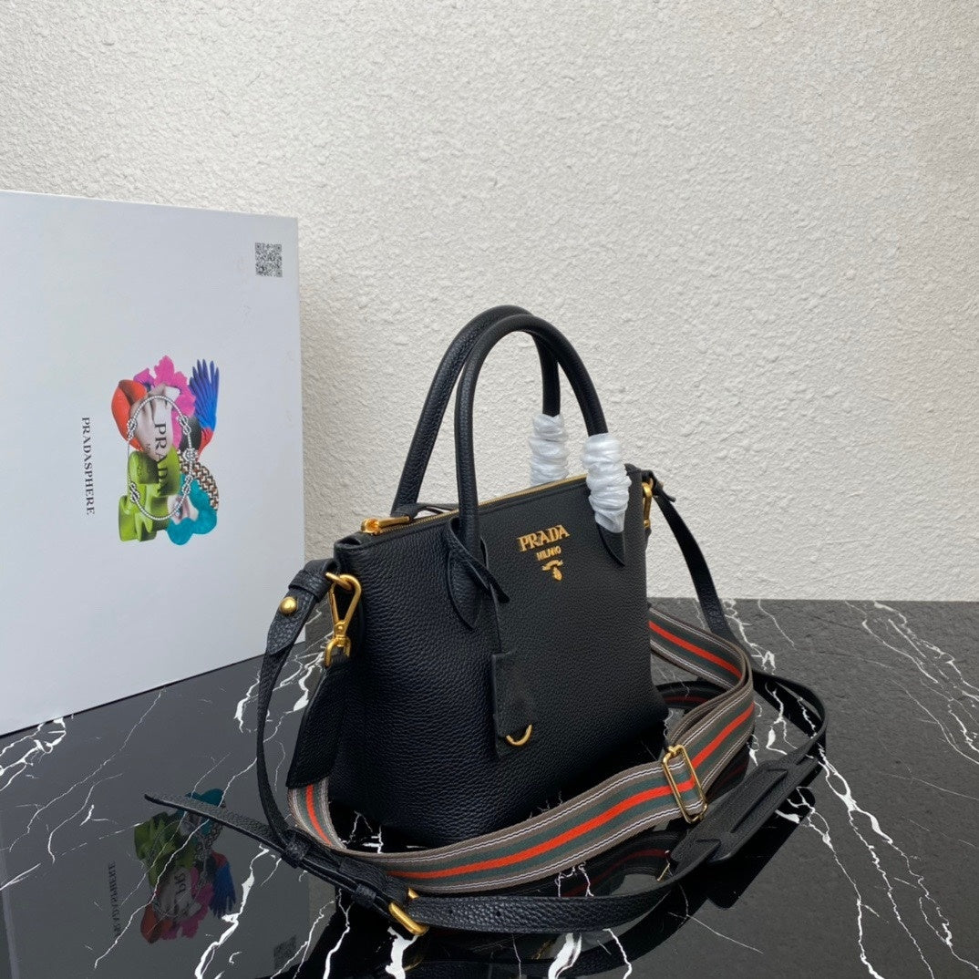 Prada Vitello Daino Leather Satchel – Black (Model 1BA157)