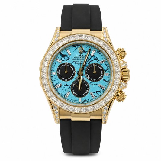 Rolex Cosmograph Daytona 126538TBR 18K Yellow Gold with Turquoise Dial & Diamond Bezel