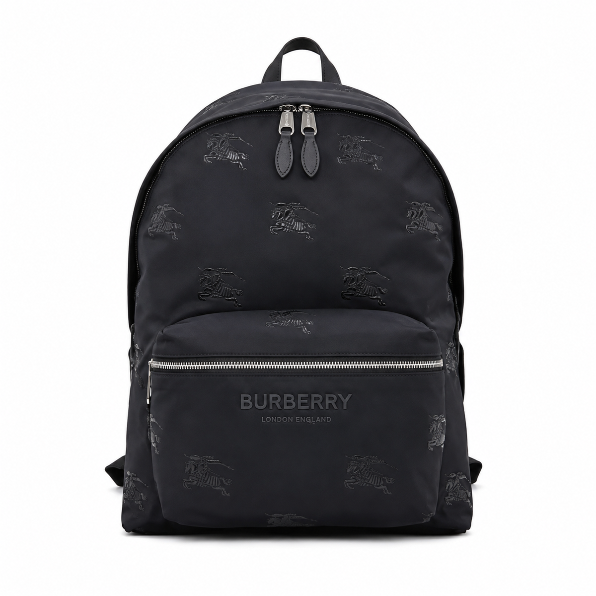 Burberry Jett Black Backpack with Equestrian Knight Design & Silver-Tone Hardware