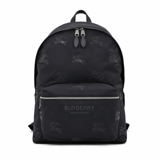 Burberry Jett Black Backpack with Equestrian Knight Design & Silver-Tone Hardware