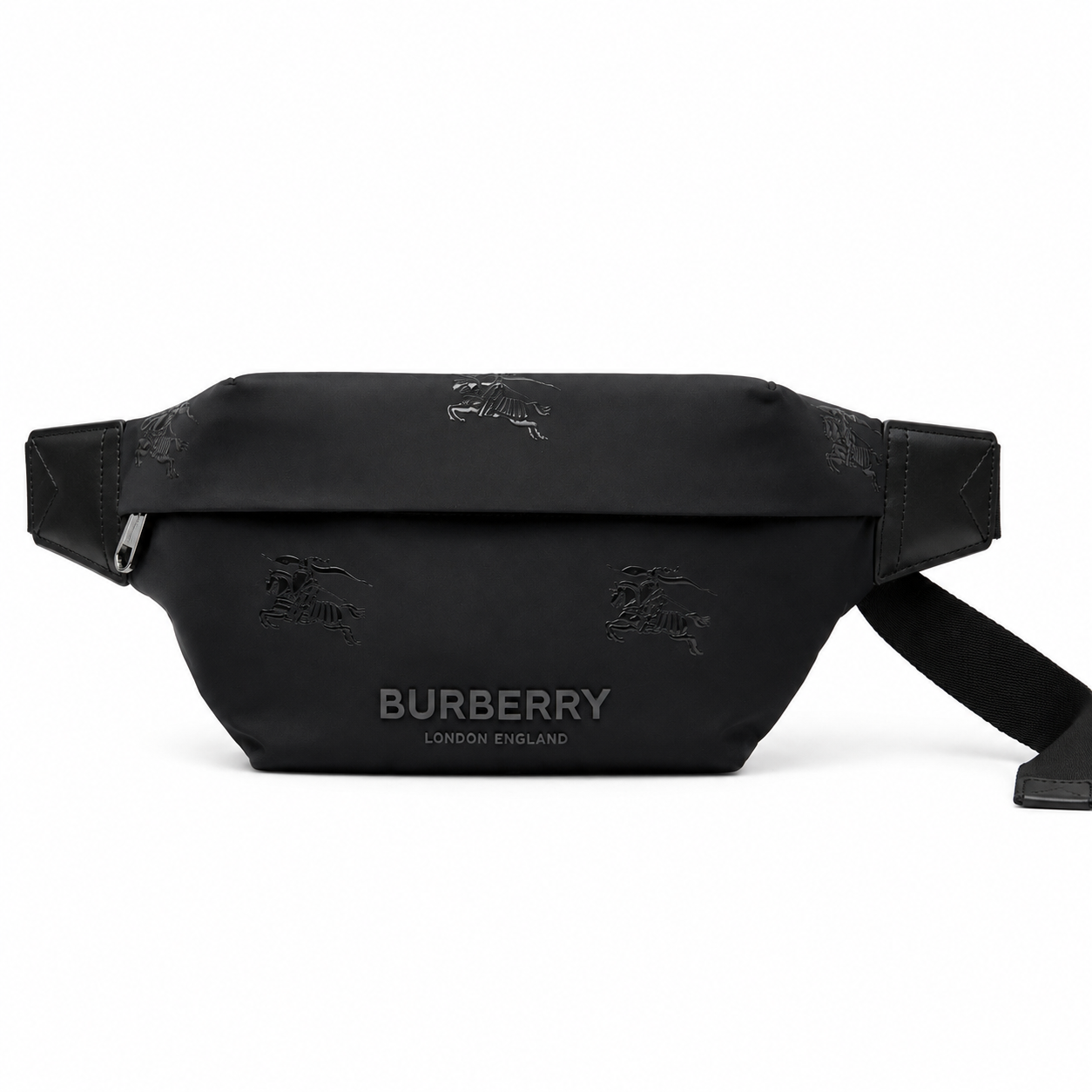 Burberry Jett Black Backpack with Equestrian Knight Design & Silver-Tone Hardware