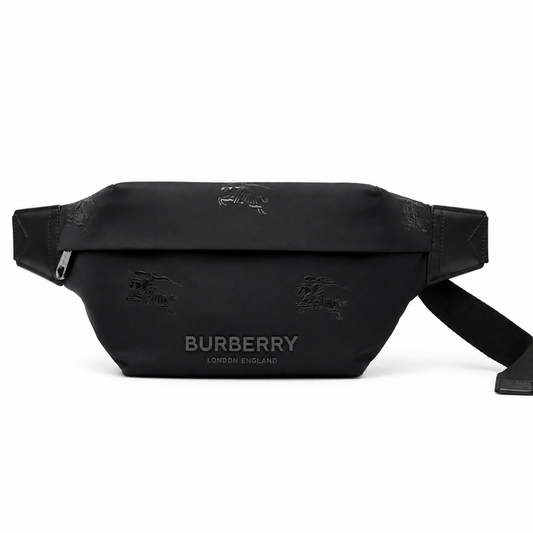 Burberry Jett Black Backpack with Equestrian Knight Design & Silver-Tone Hardware